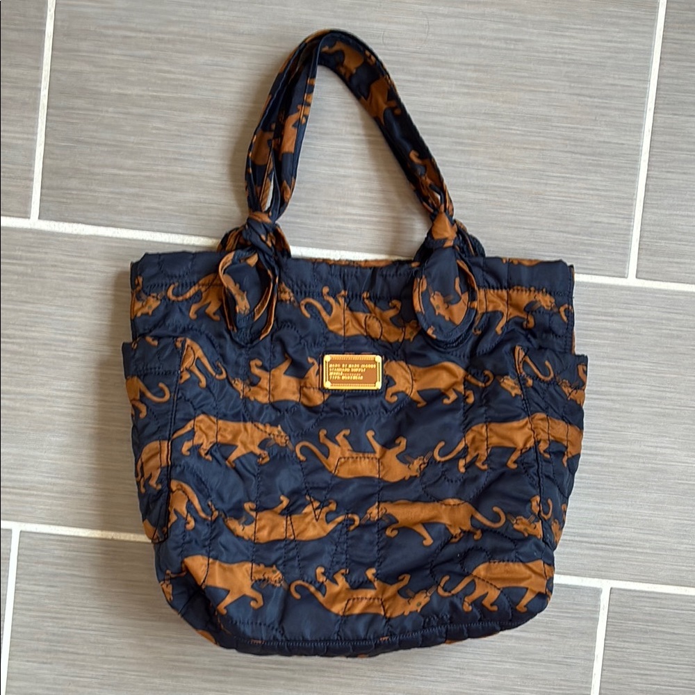 Stylish Navy and Brown Tote Bag